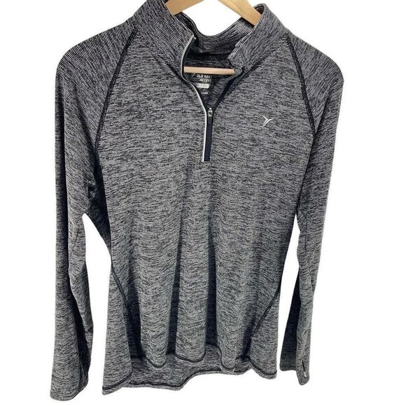 Old Navy Women's Pullover Sweatshirt Half Zip Raglan Sleeve Black White Large - Picture 1 of 9